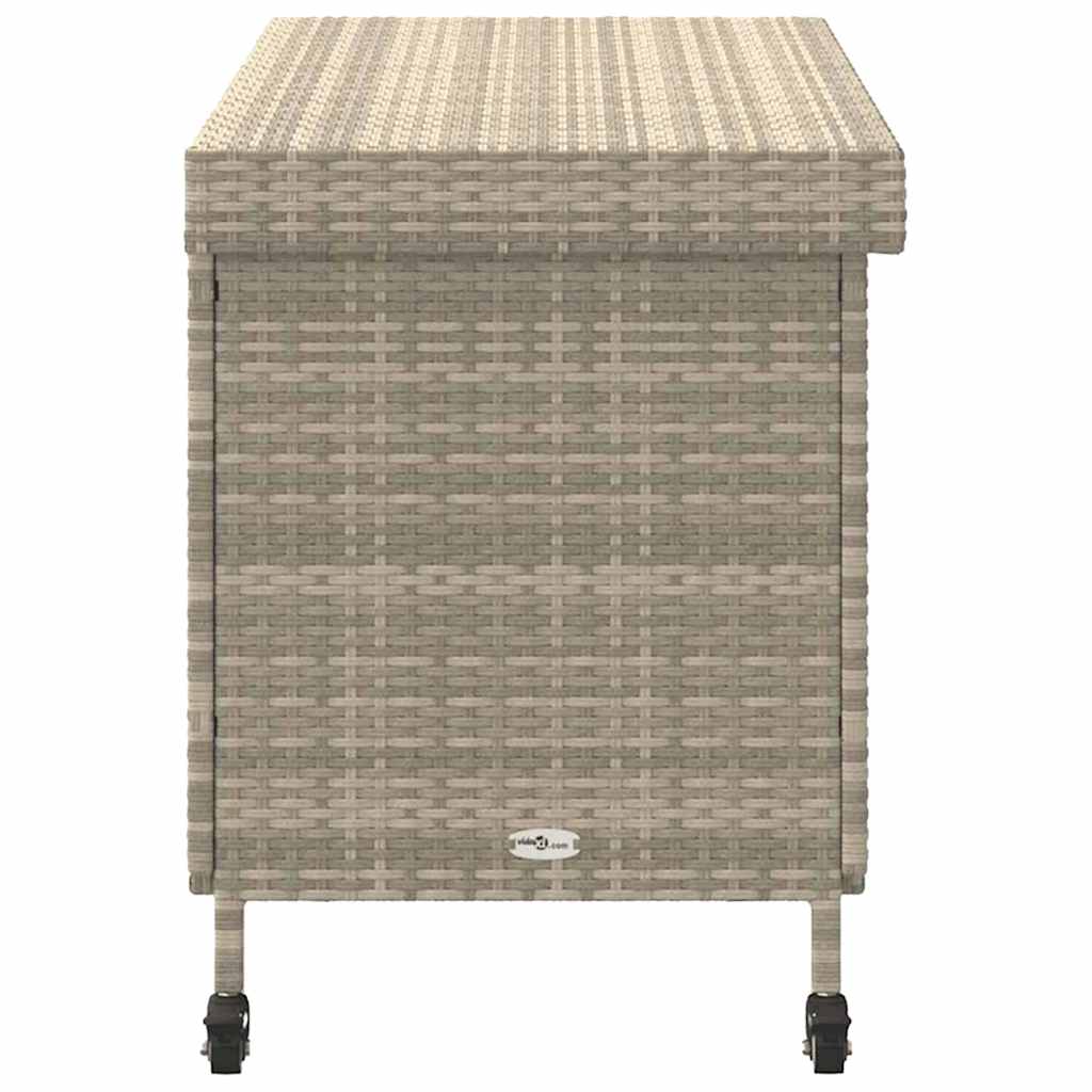 Gartentruhe mit Rollen Schwarz 110x55x73 cm Poly Rattan