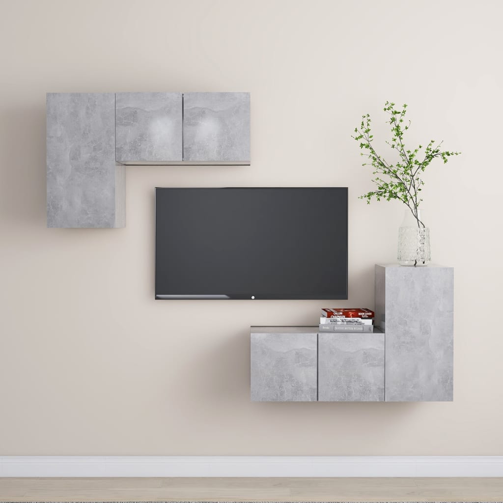 4-tlg. TV-Schrank-Set Weiß Holzwerkstoff