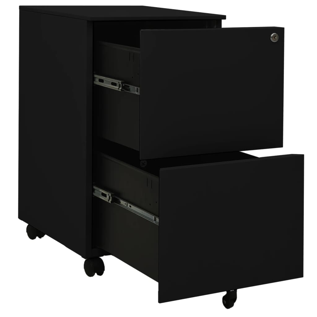 Aktenschrank mit Rollen Weiß 39x45x67 cm Stahl