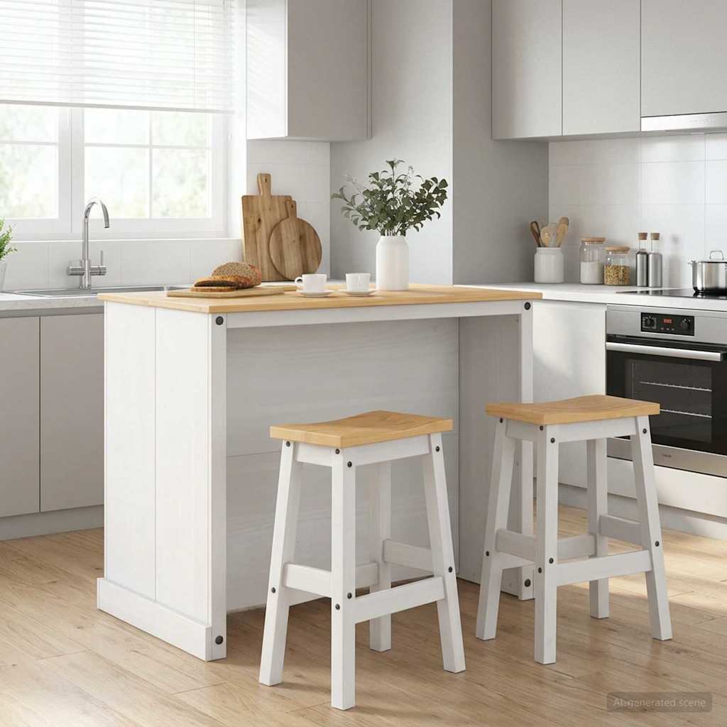 Kücheninsel Set mit Regal 3 pcs Honigwachs Massiv-Kiefer