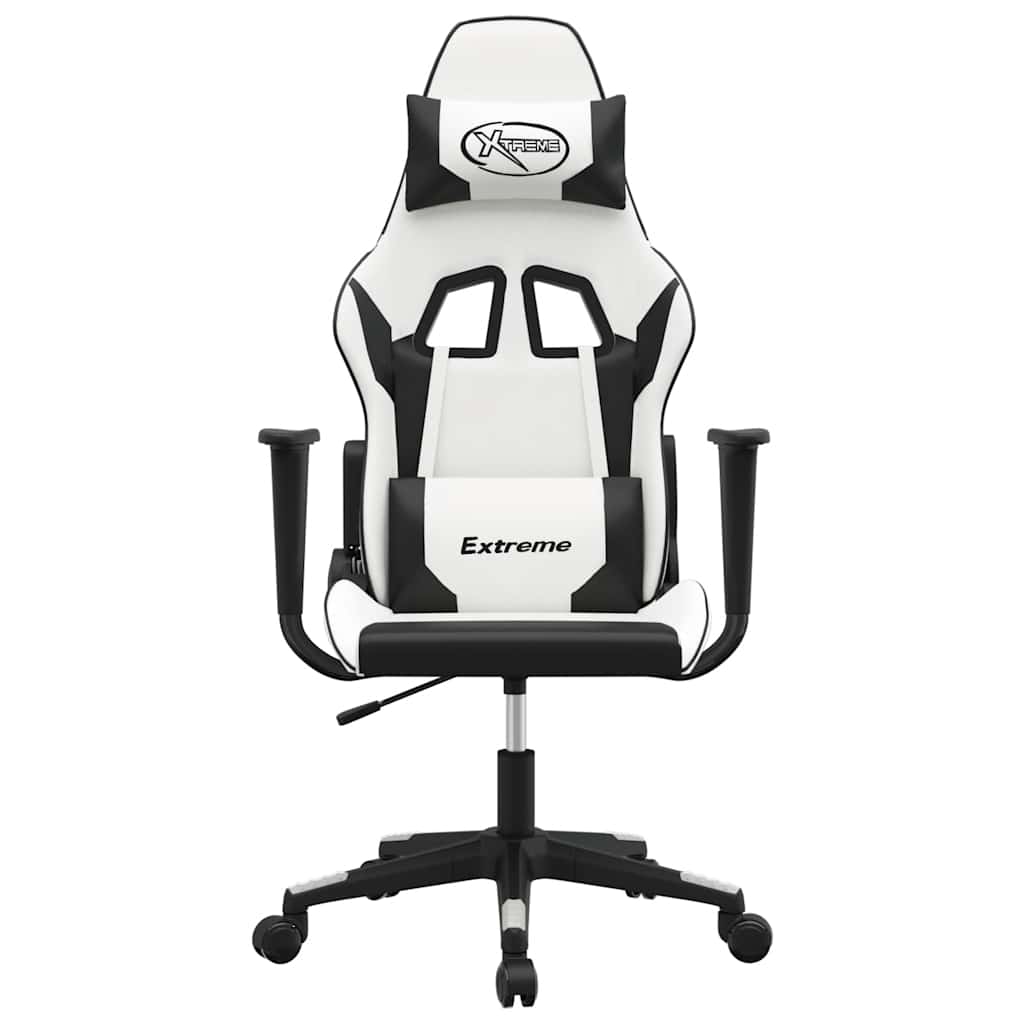 Gaming-Stuhl mit Massagefunktion Schwarz und Blau Kunstleder