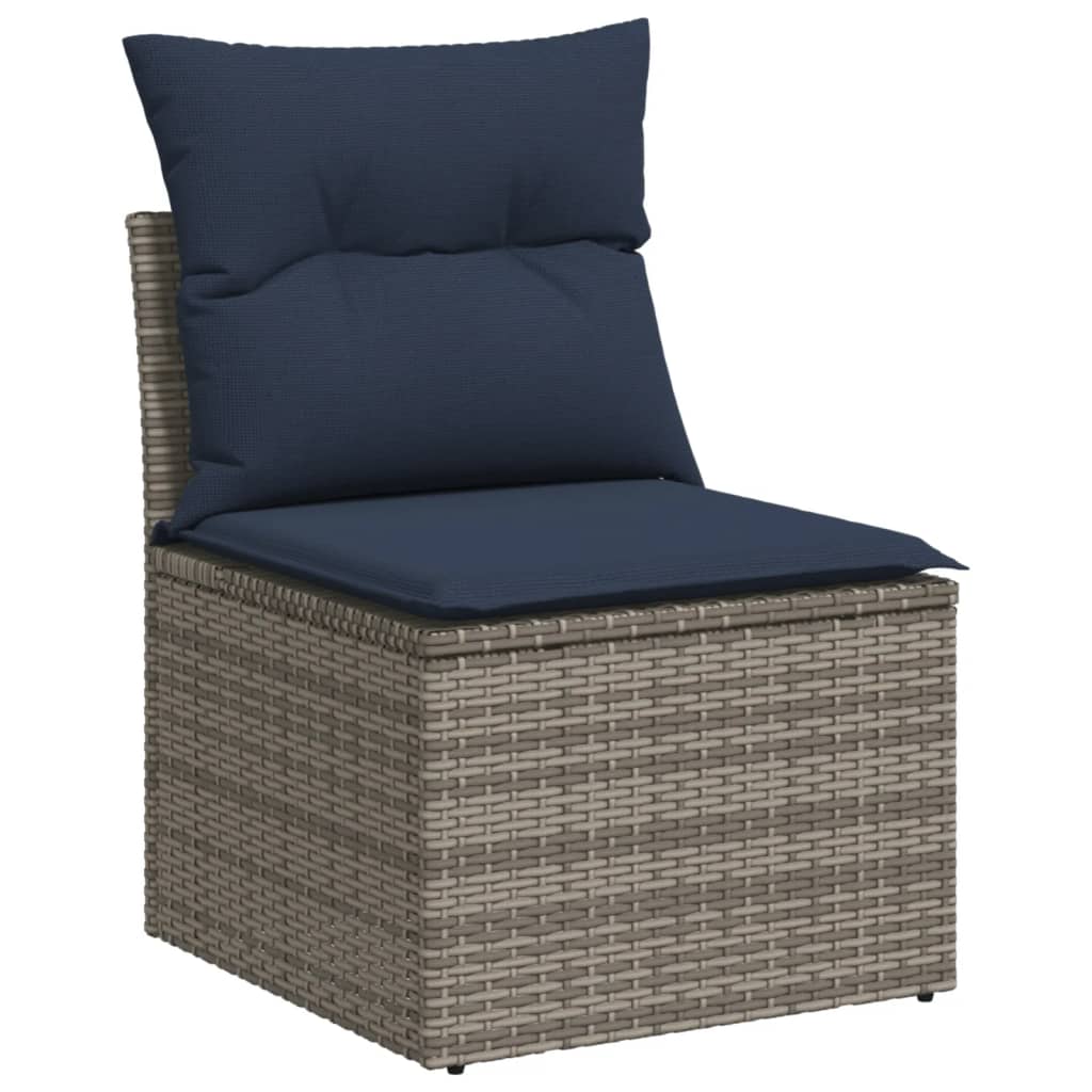 4-teiliges Gartensofa-Set mit Kissen, schwarzes Polyrattan