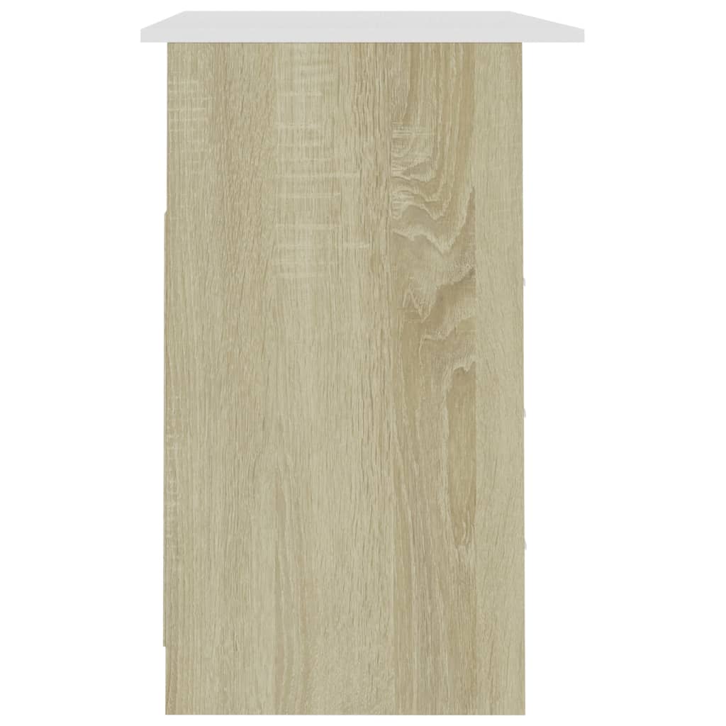 Schreibtisch mit Schubladen Weiß 110x50x76 cm Holzwerkstoff