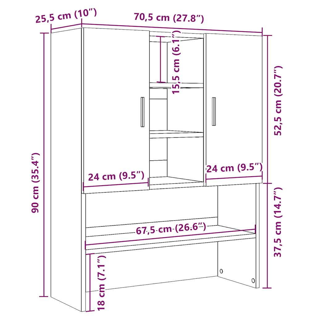 Waschmaschinenschrank Weiß 70,5x25,5x90 cm