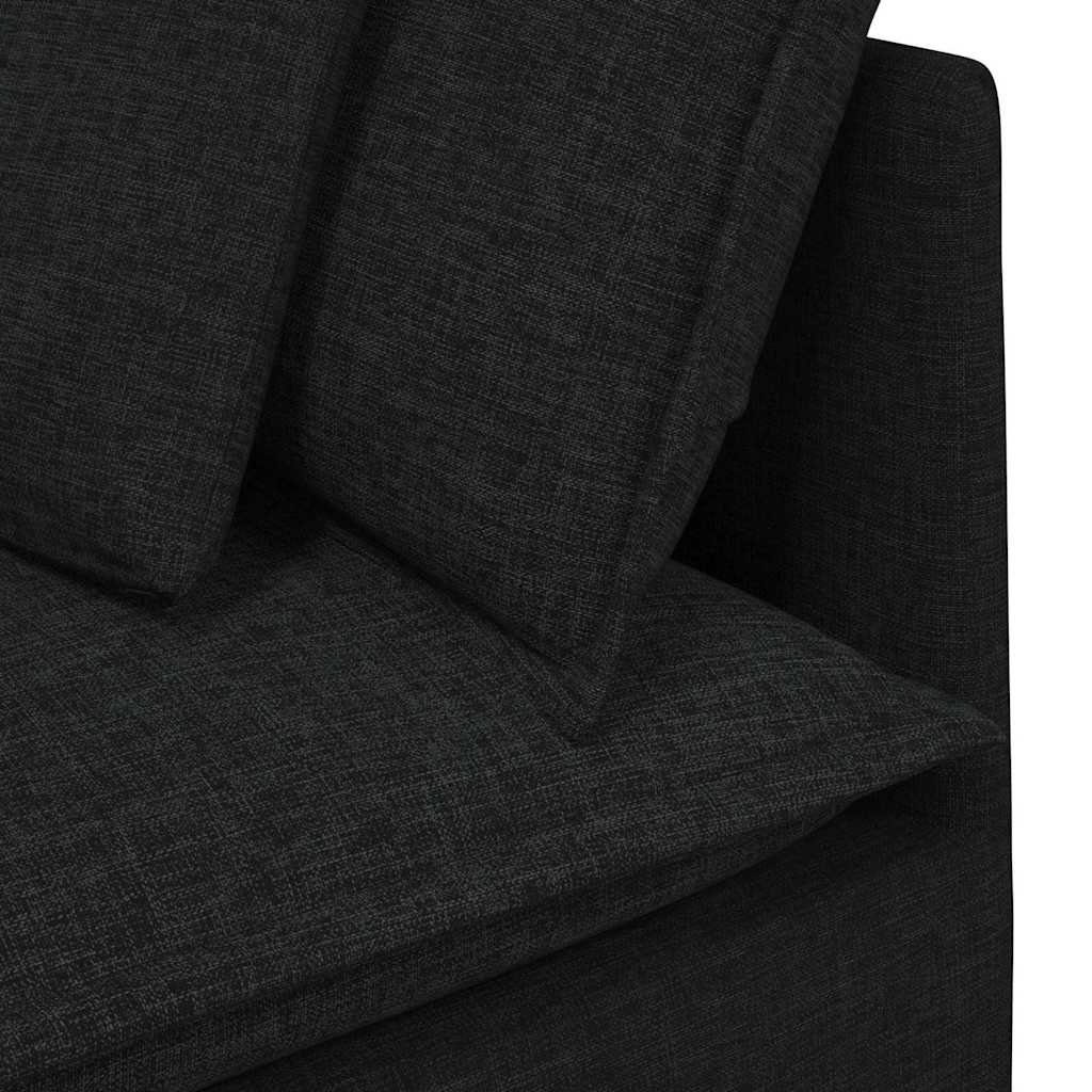 Modulares Sofa mit Fußhocker Kissen Stoff Hellgrau