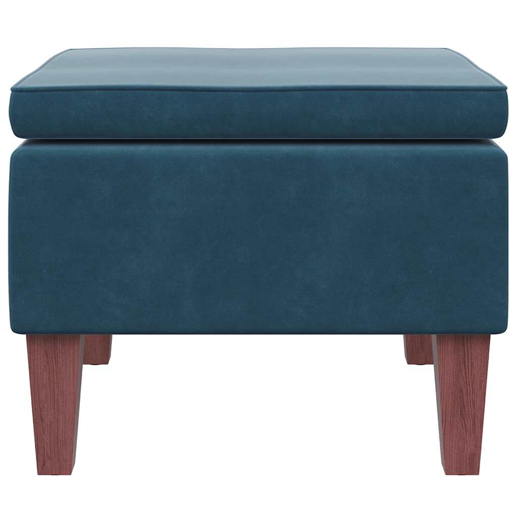 Hocker mit Holzbeinen Dunkelgrau Samt