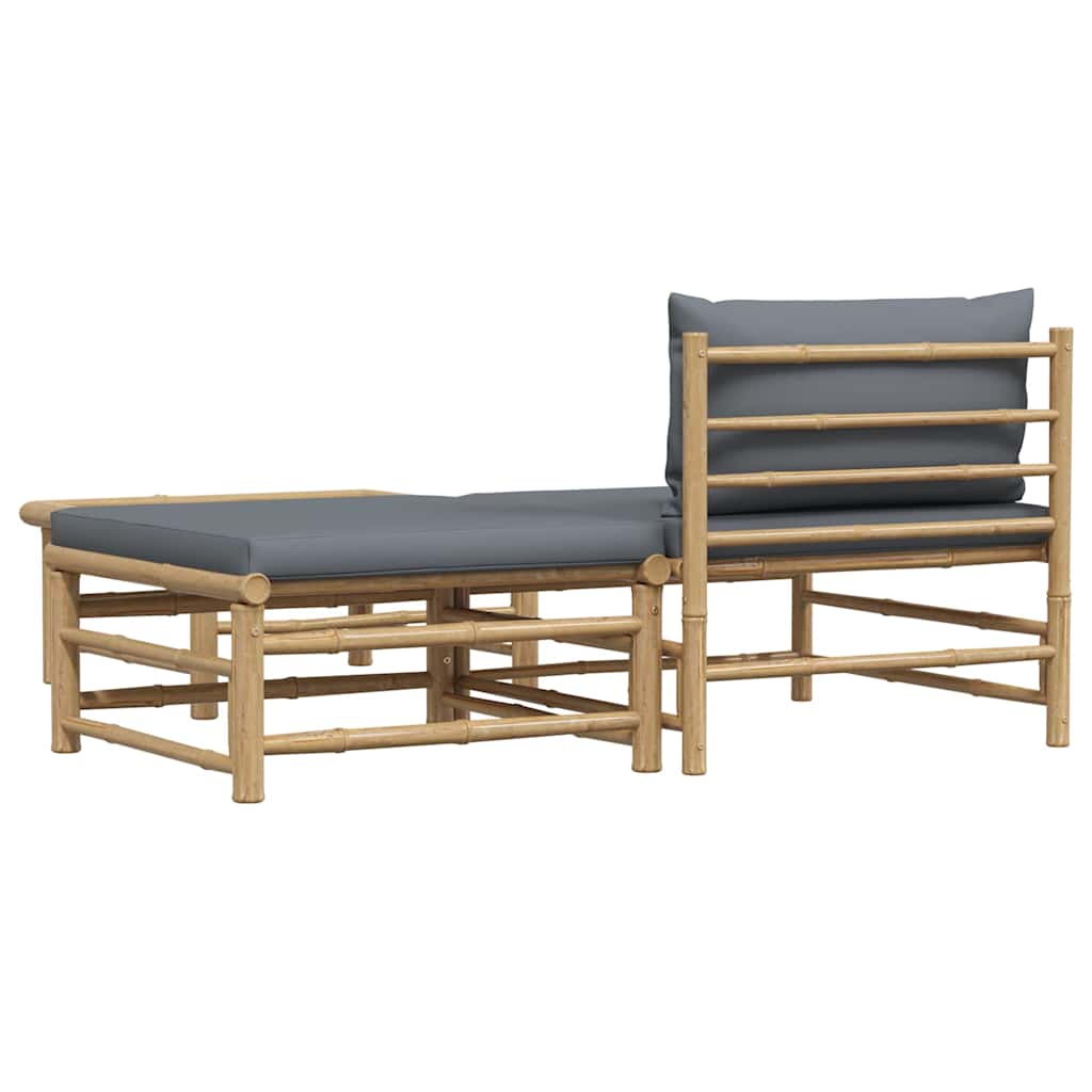 3-tlg. Garten-Lounge-Set mit Kissen Bambus