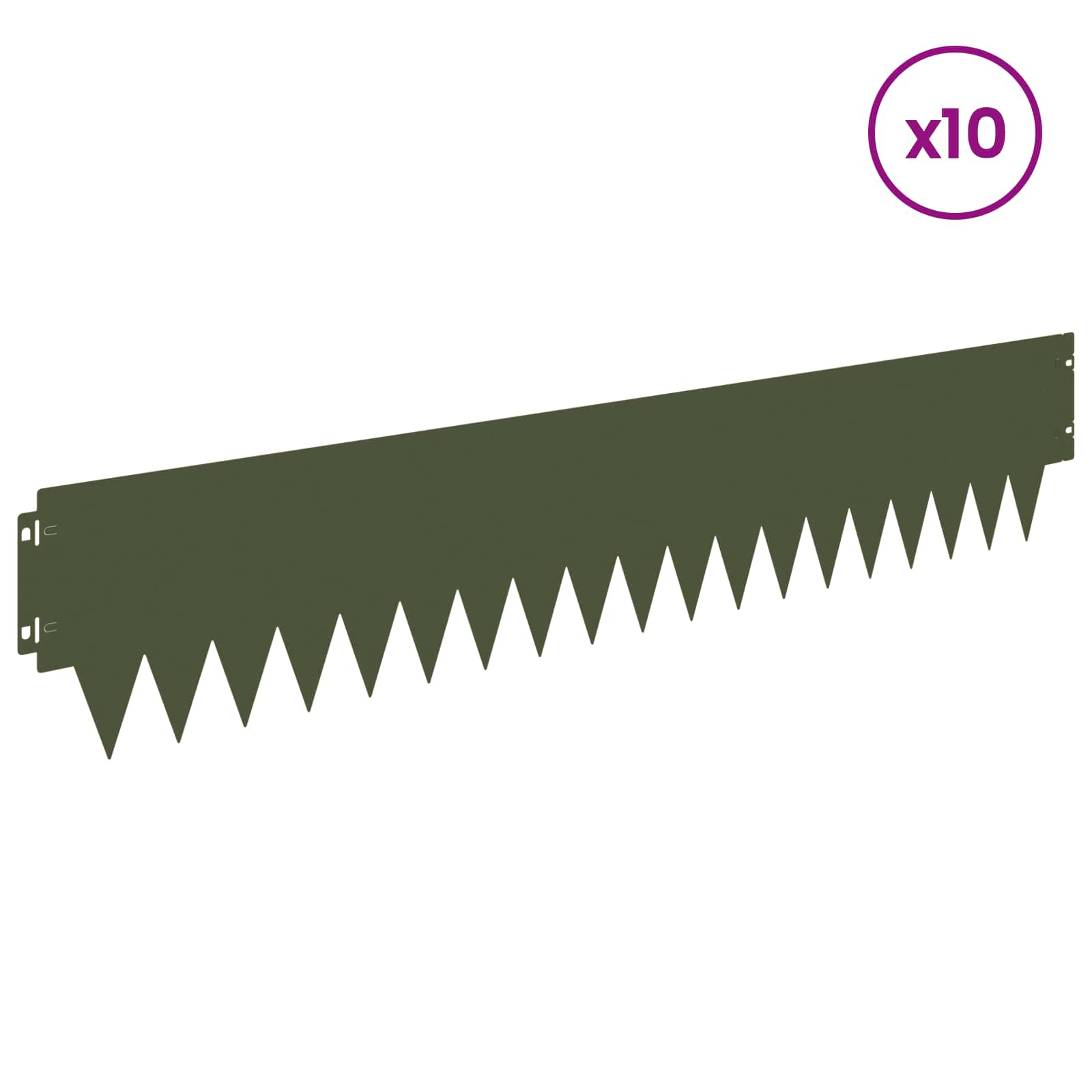 Raseneinfassung 10 pcs Länge Höhe 103 x 15 cm Stahl Schwarz