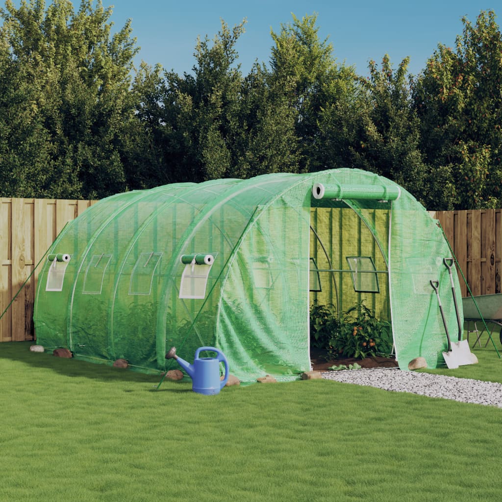 Gewächshaus mit Stahlrahmen Grün 48 m² 16x3x2 m