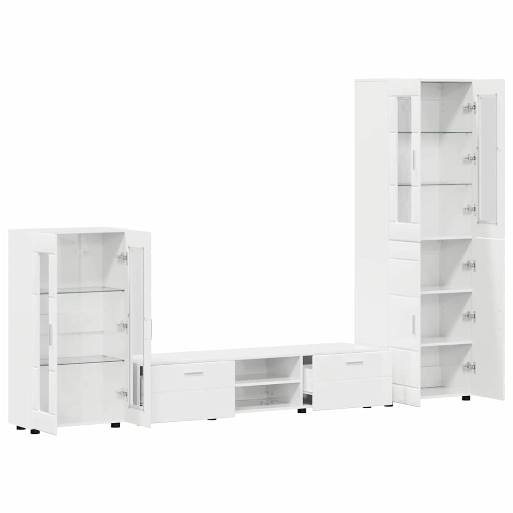 Highboard mit Regal FLORIN Weiß 60 x 35 x 182 cm Holzwerkstoff