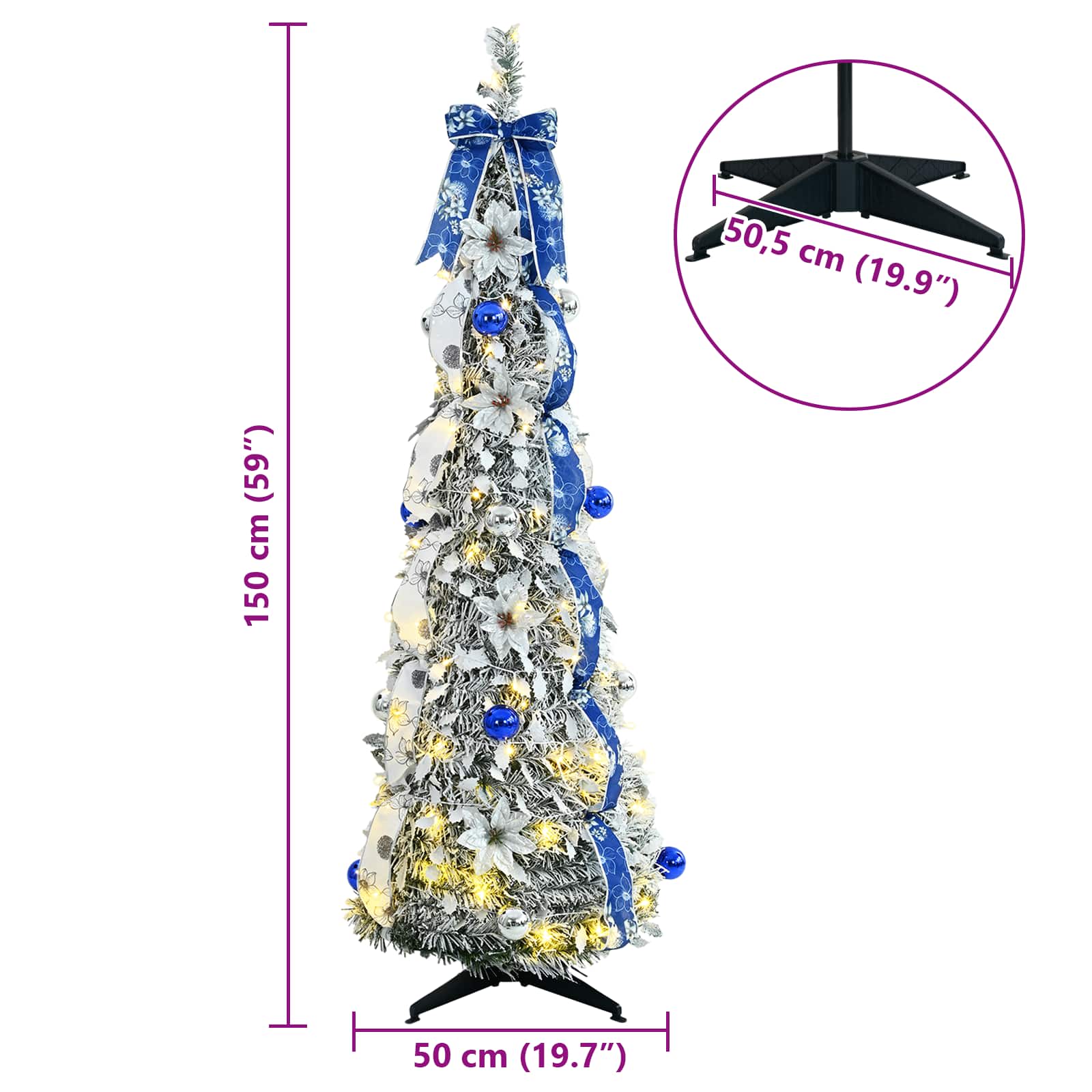 Künstlicher Weihnachtsbaum mit 50 LEDs Weiß 120 cm PVC