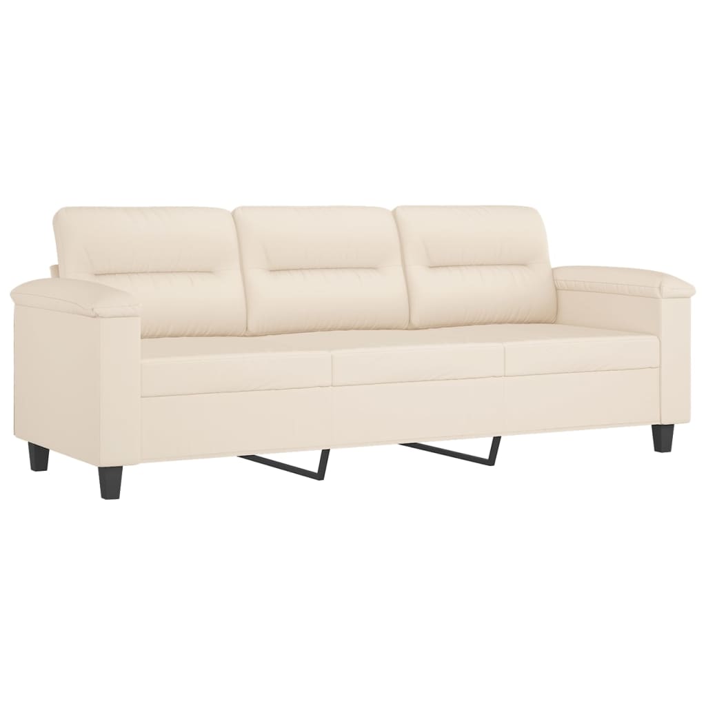 3-Sitzer-Sofa mit Hocker Taupe 180 cm Mikrofasergewebe