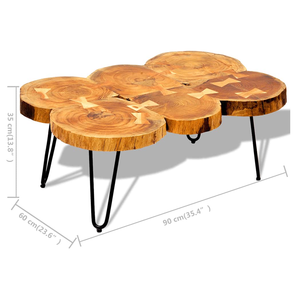 Couchtisch 36 cm 4 Stämme Massivholz Akazie