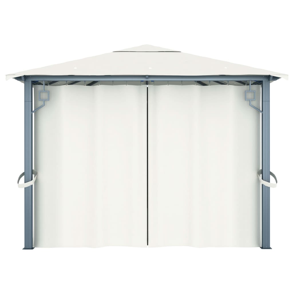 Pavillon mit Vorhang 300x300 cm Taupe Aluminium
