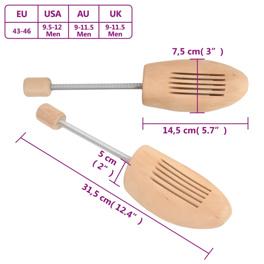 Schuhspanner 2 Paar 35-38 Massivholz Lotus