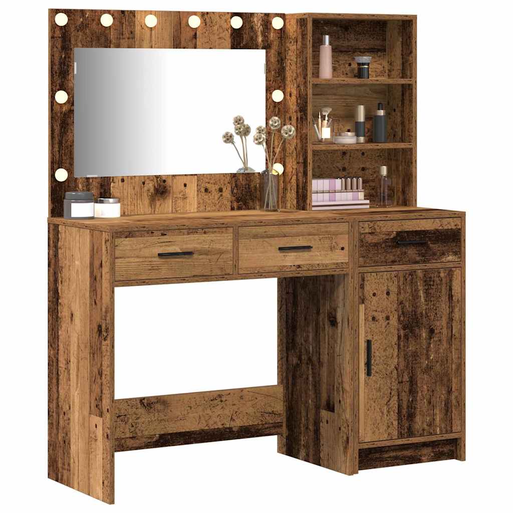Schminktisch mit Spiegelbeleuchtung 2 pcs Weiß Holzwerkstoff