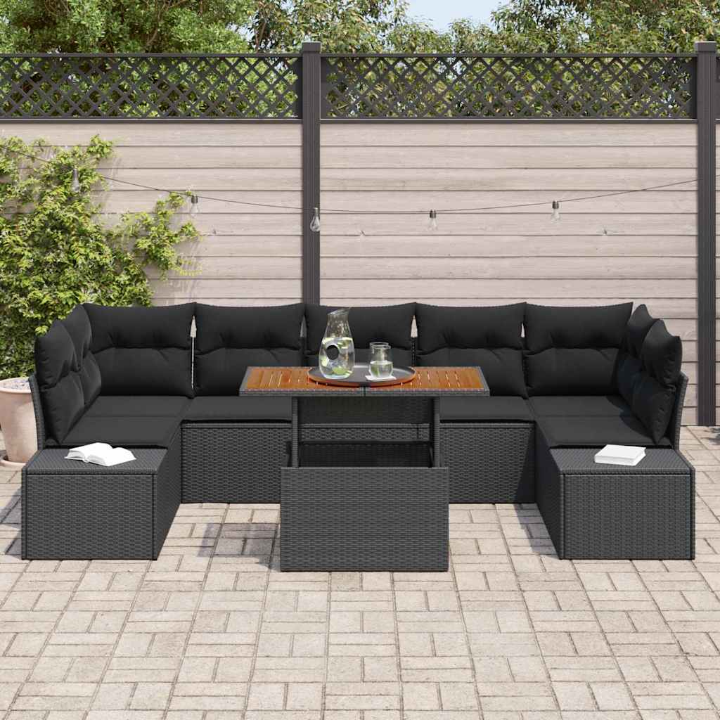 Garten Essgruppe mit Kissen 8 pcs Schwarz und Creme
