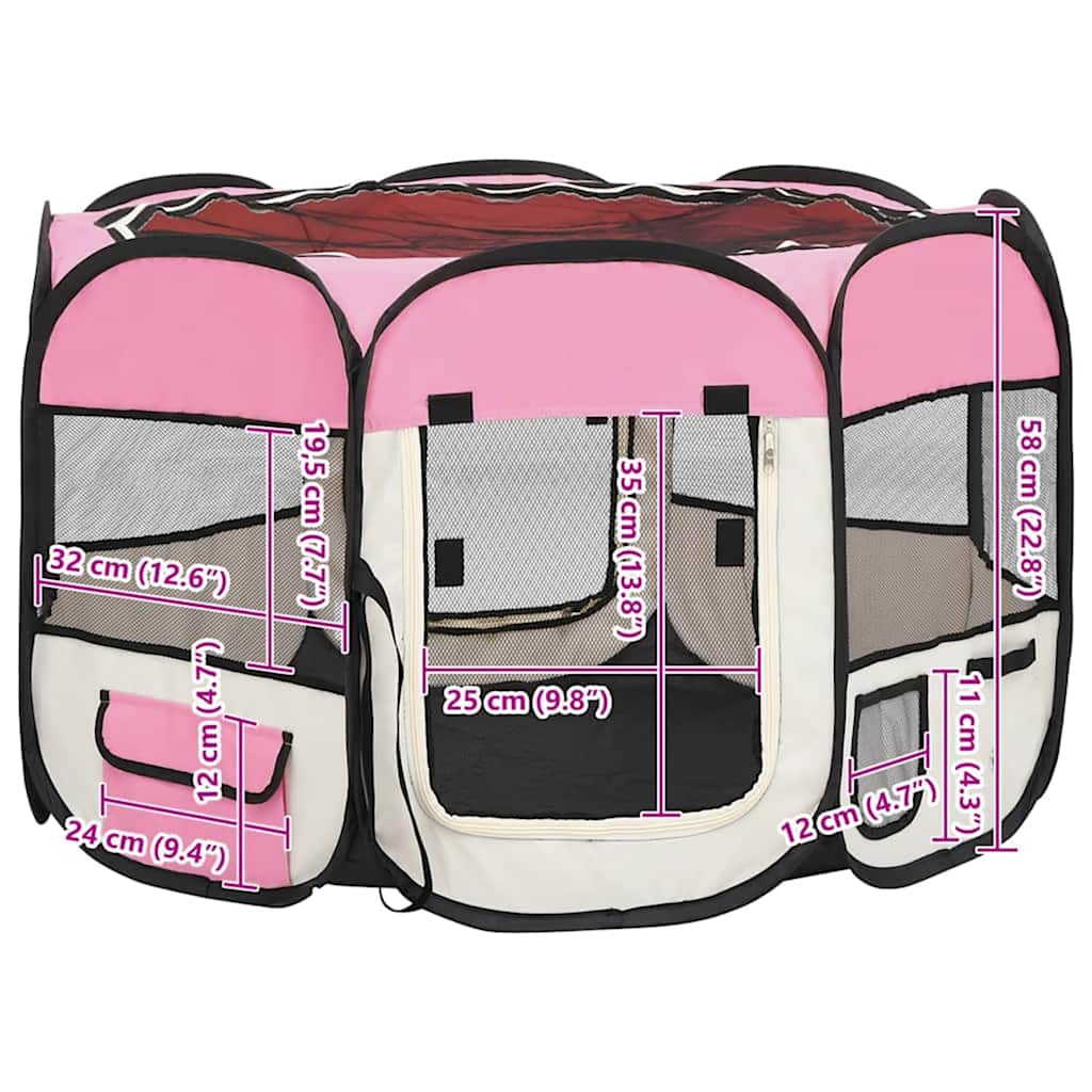Faltbarer Welpenlaufstall mit Tragetasche Schwarz 90x90x58 cm