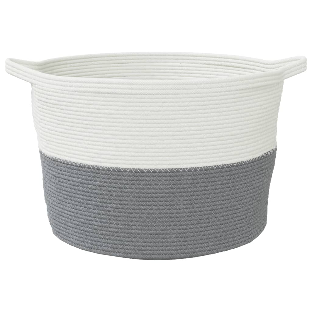Wäschekorb Grau und Weiß Ø55x36 cm Baumwolle