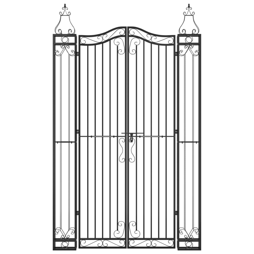 Gartentor Schwarz 121x8x100 cm Schmiedeeisen