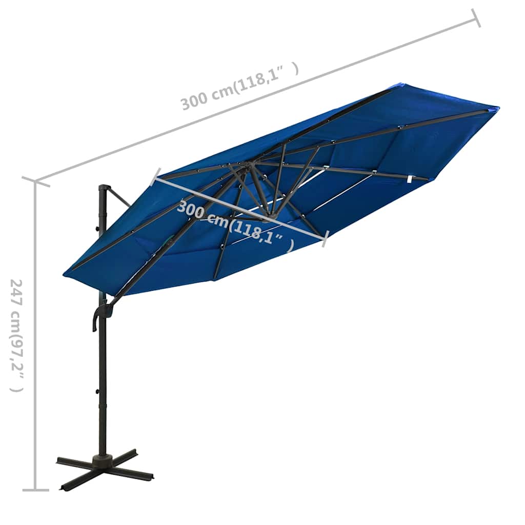 Sonnenschirm mit Aluminium-Mast 4-lagig Sandfarben 3x3 m