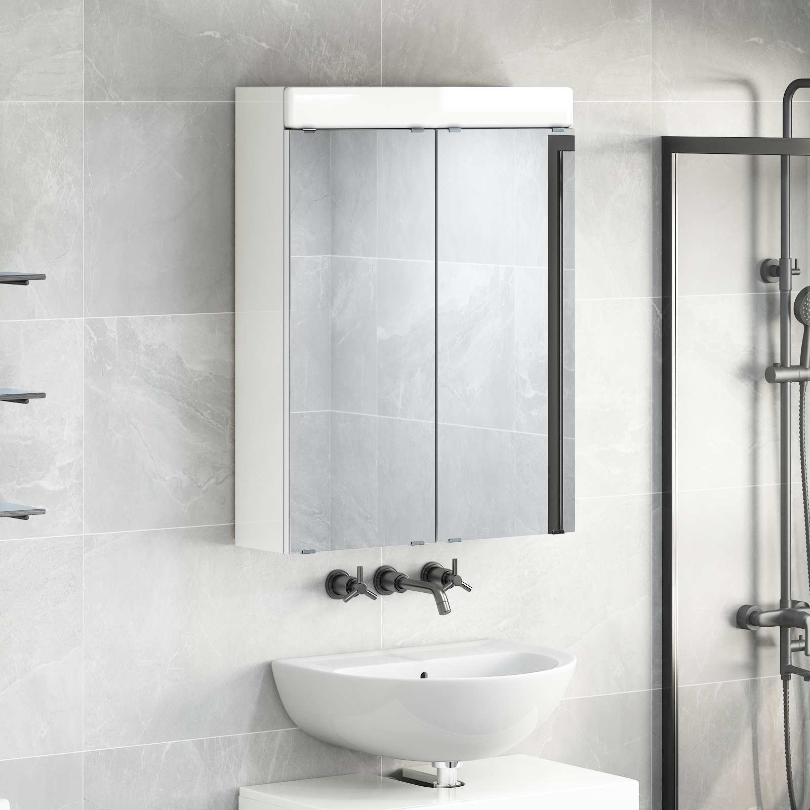 Badezimmermöbel-Set TULUM 2 pcs Weiß 60 x 34 x 63 cm
