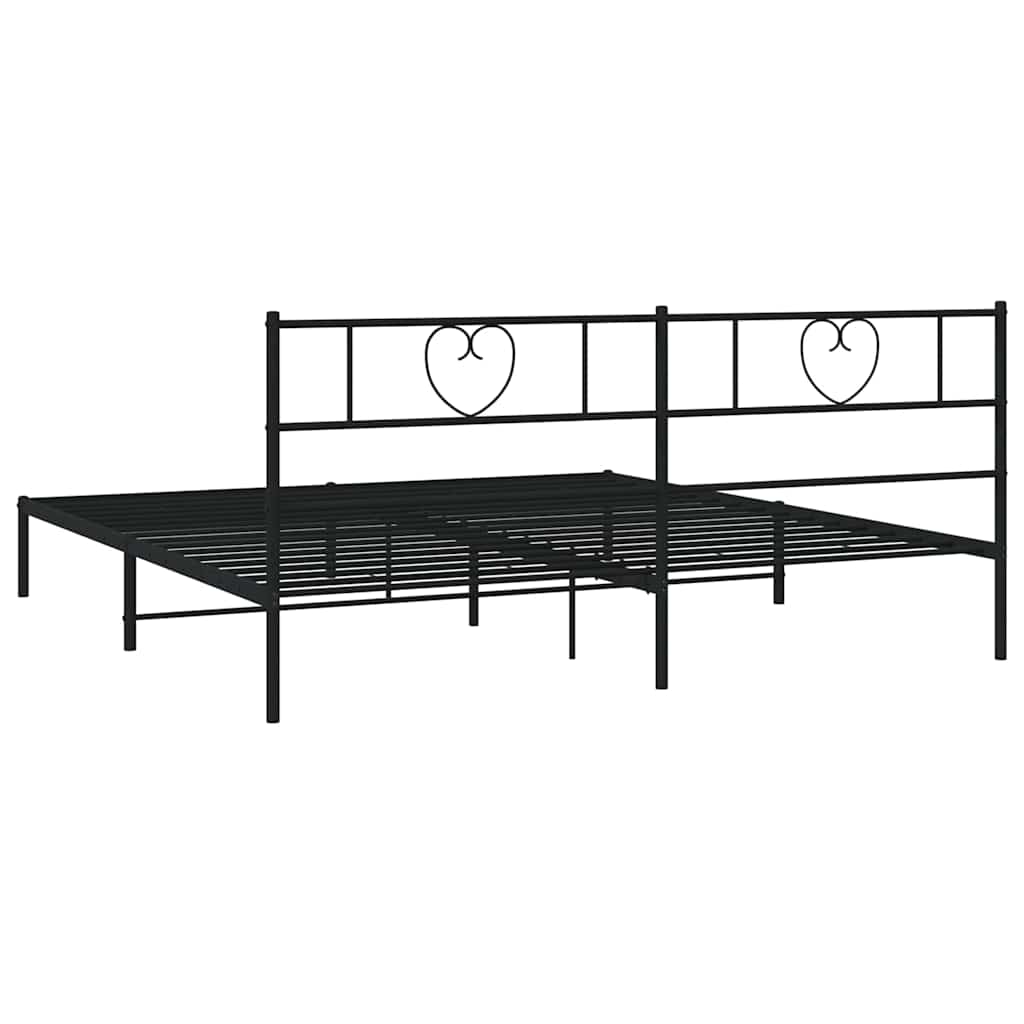 Bettgestell mit Kopfteil Metall Schwarz 100x190 cm