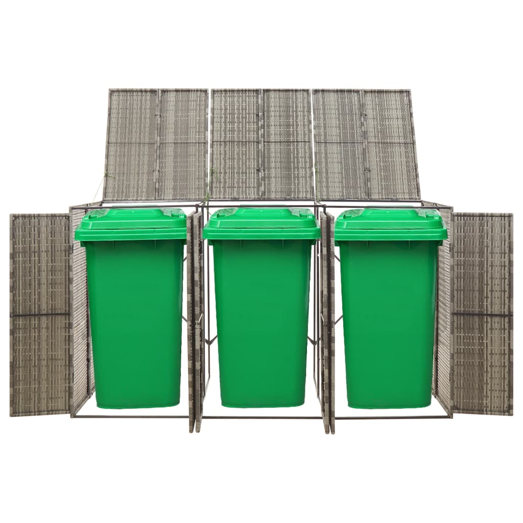 Mülltonnenbox für 1 Tonne Schwarz 70x80x117 cm Poly Rattan