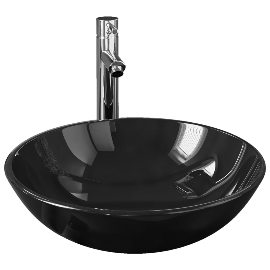 Waschbecken mit Armatur und Ablaufgarnitur Hartglas