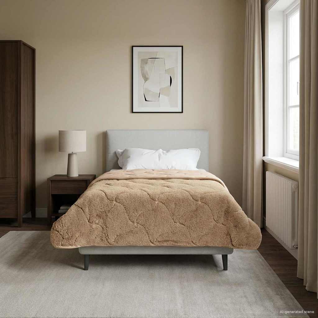 Sommerdecke Anthrazit 135 x 200 cm Mikrofaser und Teddy-Fleece