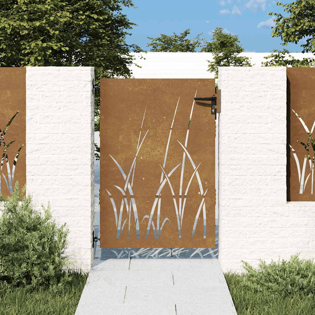 Gartentor 85x75 cm Cortenstahl Gras-Design