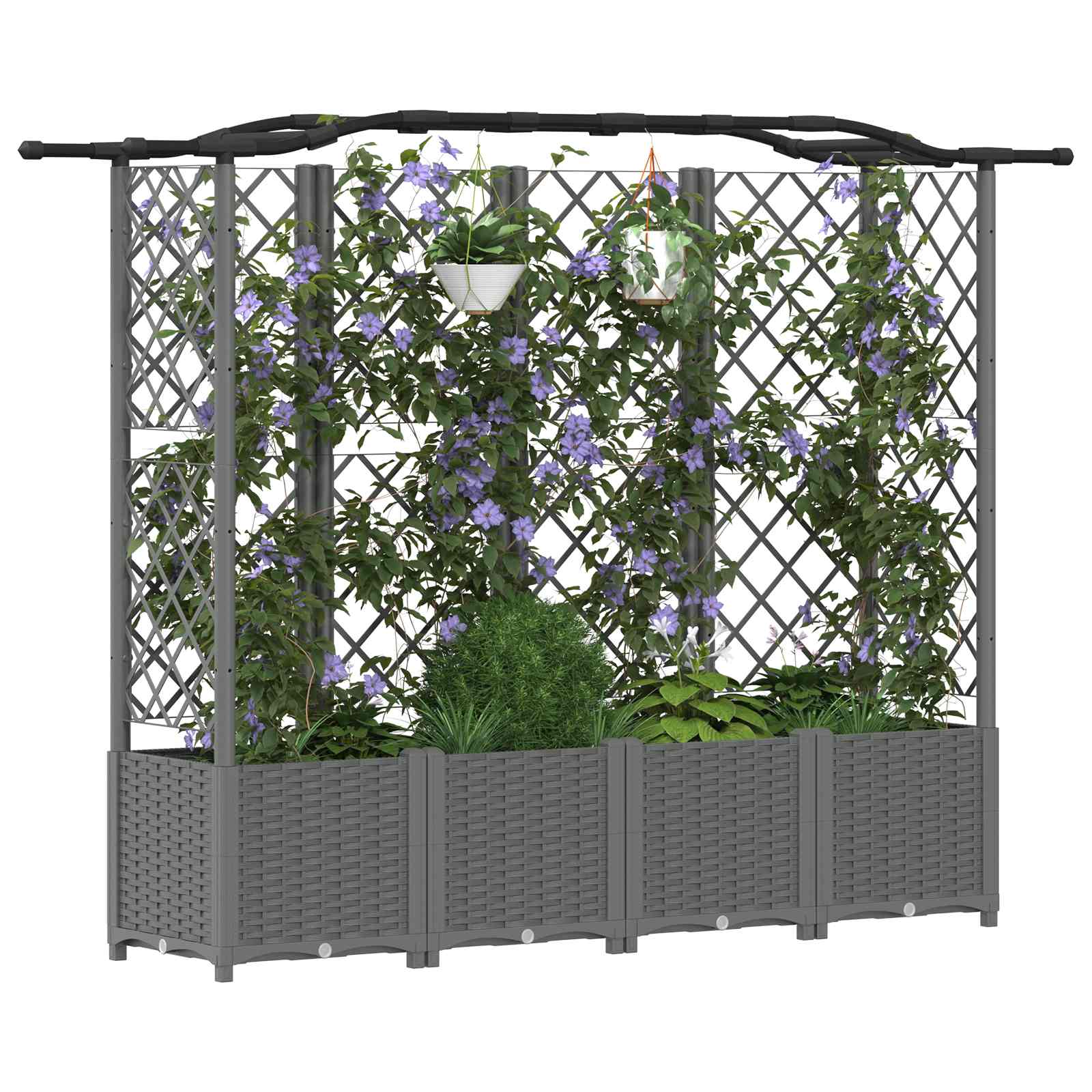Hochbeet mit Rankgitter und Dach Braun 124 x 40 x 123 cm PP
