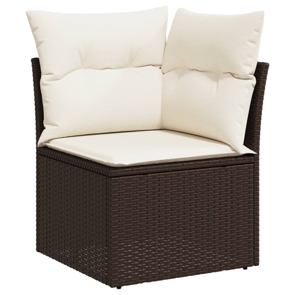 10-tlg. Garten-Sofagarnitur mit Kissen Beige Poly Rattan