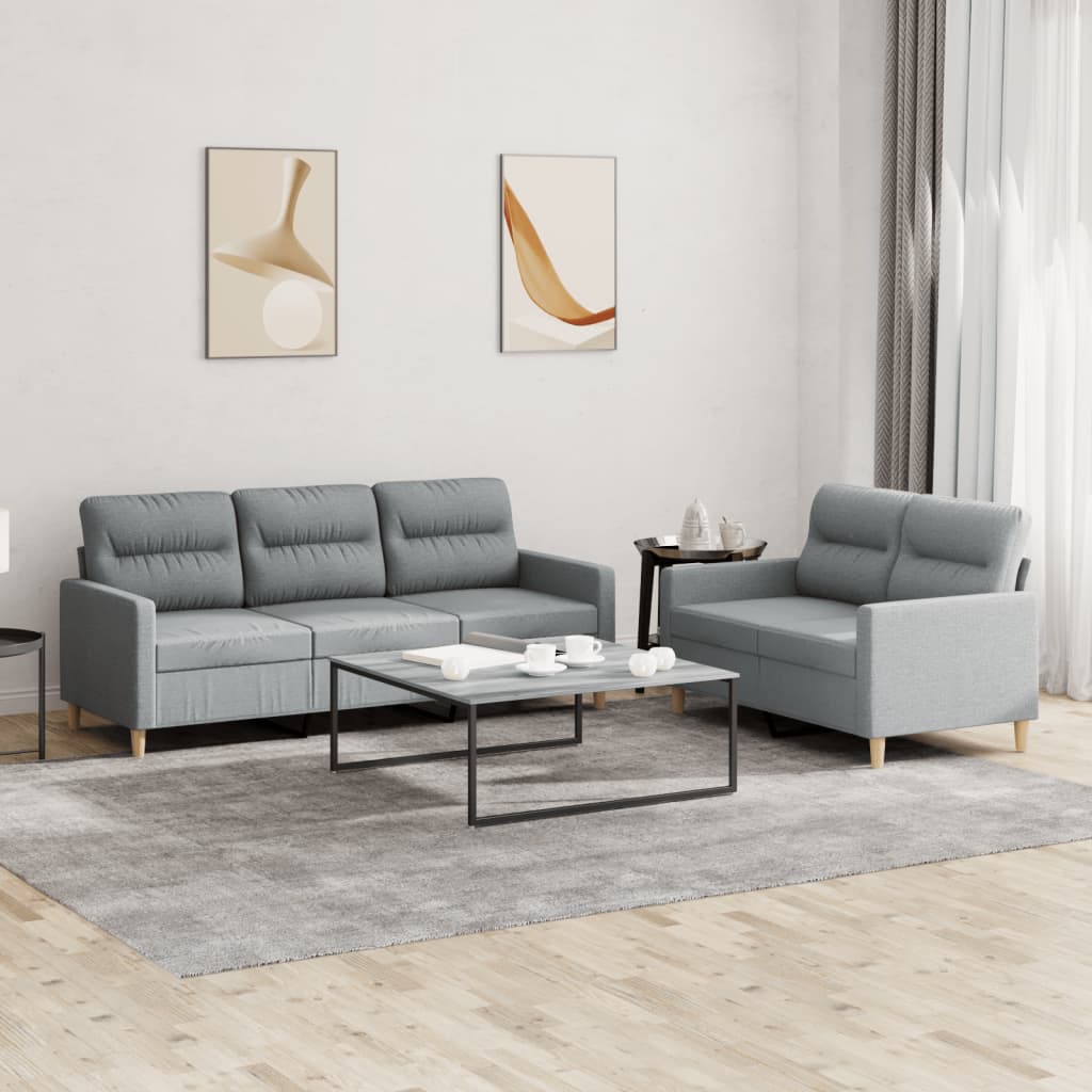 3-tlg. Sofagarnitur mit Kissen Taupe Stoff