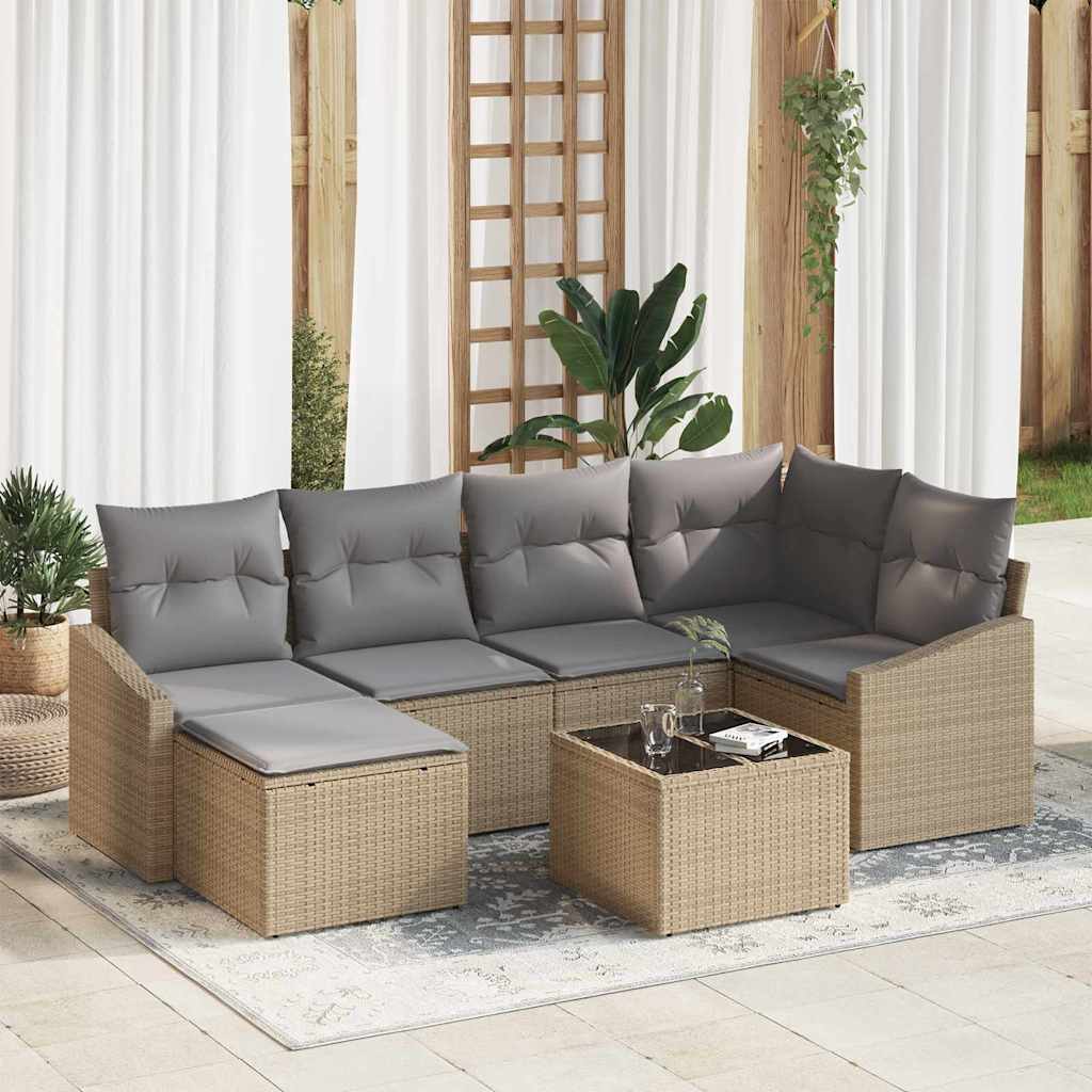Garten Essgruppe mit Kissen 6 pcs Schwarz und Creme