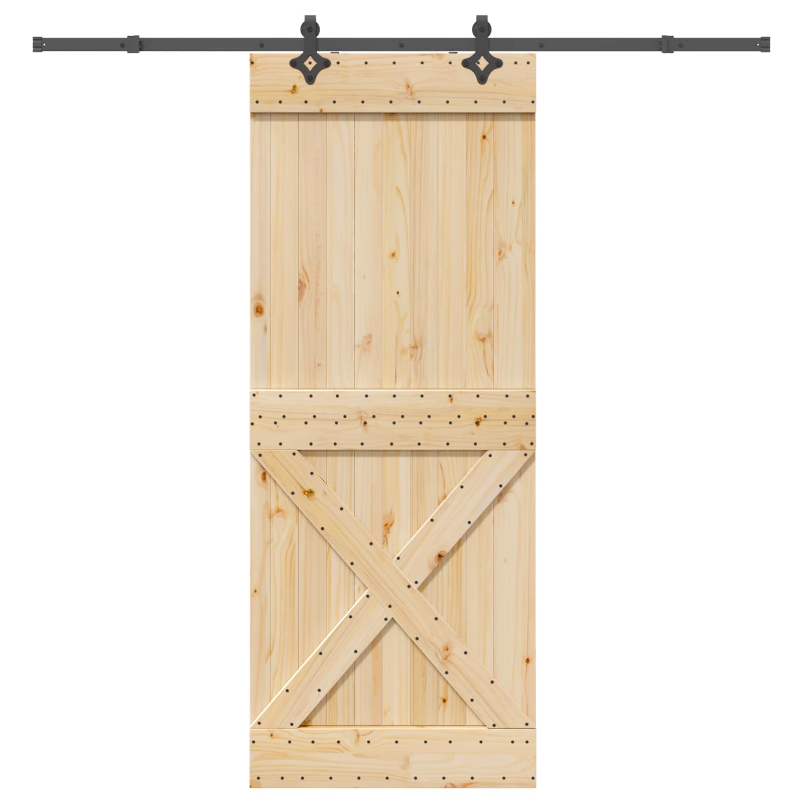 Schiebetür NARVIK Natürlich und Schwarz 70 x 210 cm (152,5 cm)