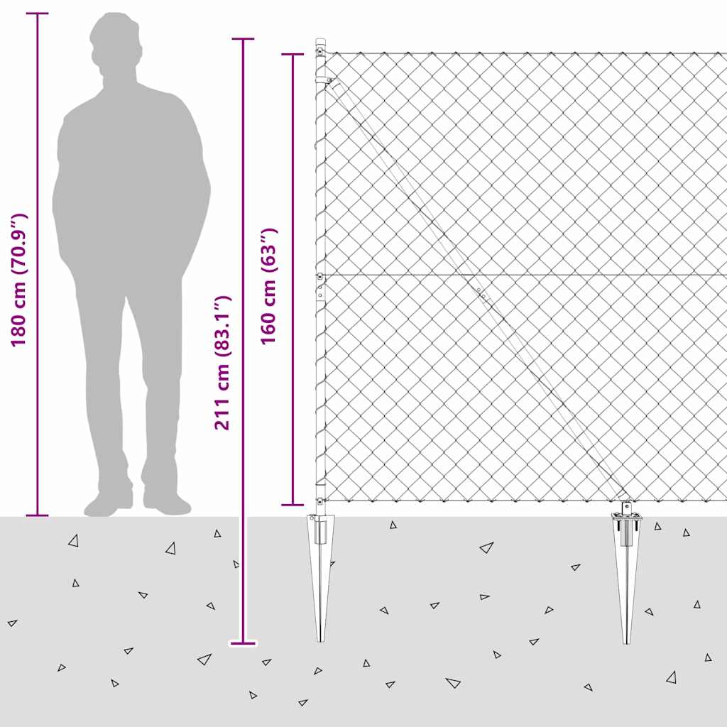 Outdoor Kettenglied-Zaun Erdfixierung 10 x 0,4 m Grün Netz