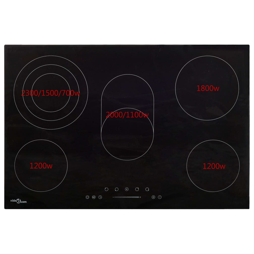 Glaskeramik-Kochfeld mit 4 Platten Touch Control 6000 W