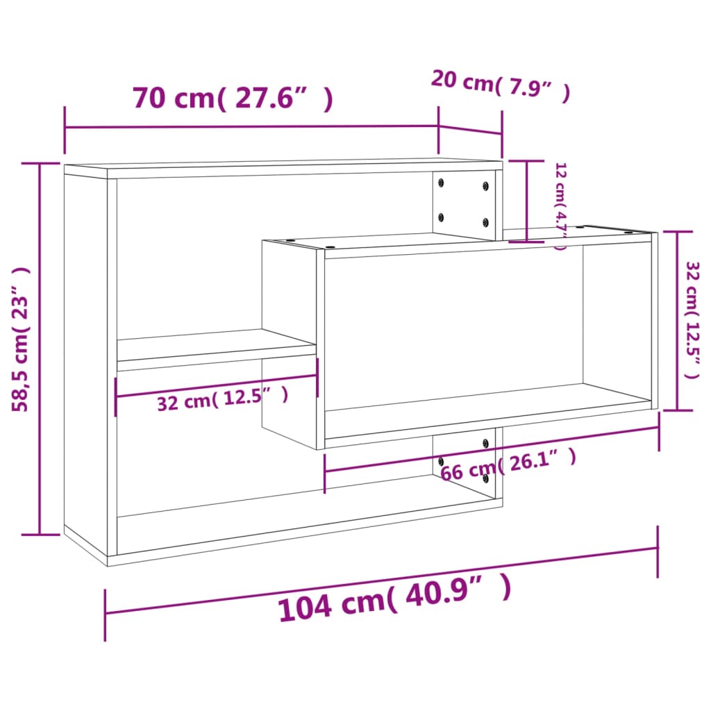 Wandregale Weiß 104x20x58,5 cm Holzwerkstoff