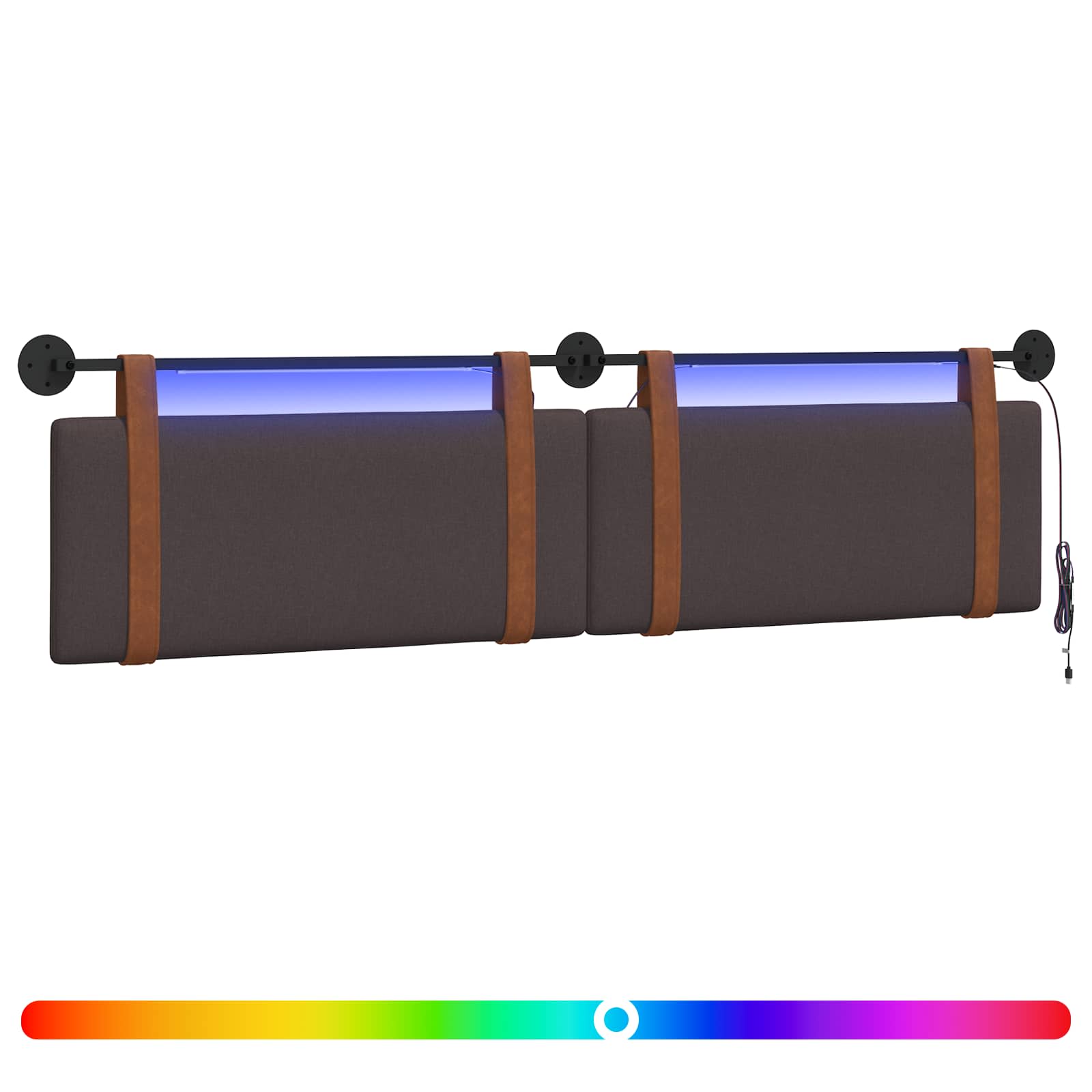Hängendes Kopfteil Mit LED Licht Wolkengrau Antikes PU
