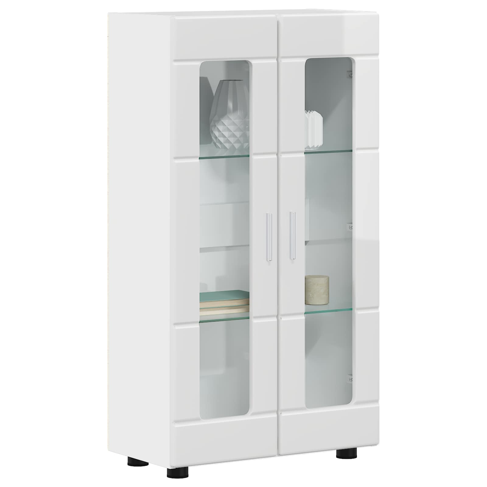 Highboard mit Regal FLORIN Weiß 60 x 35 x 182 cm Holzwerkstoff
