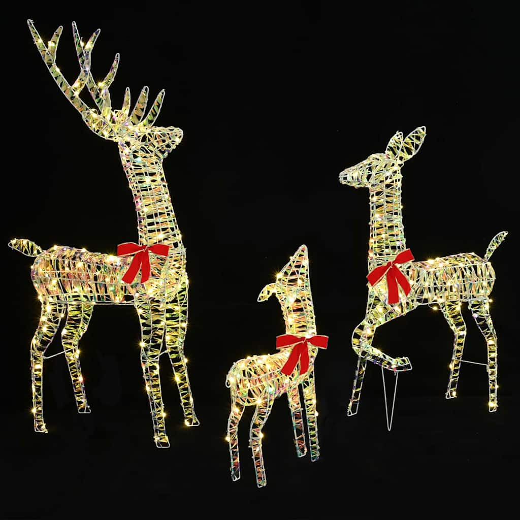 Rentierfamilie mit 300 LEDs 3 pcs Warmweiß 67 x 26 x 127 cm PET