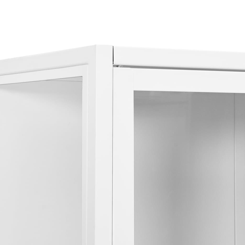 Highboard Schwarz 80x35x135 cm Stahl und Gehärtetes Glas