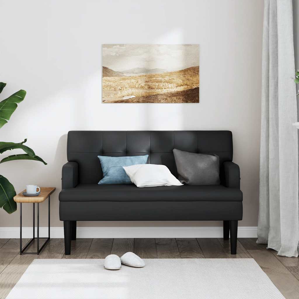 Bank mit Rückenlehne Schwarz 112x65,5x75 cm Kunstleder