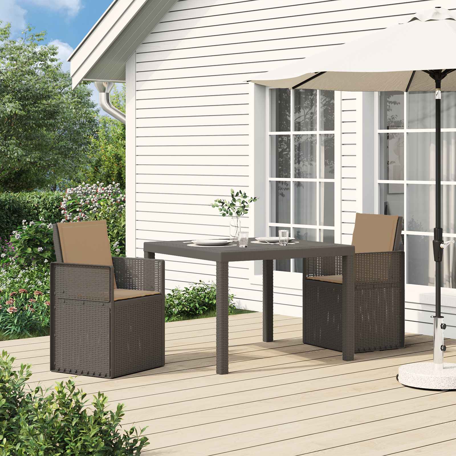 Garten Esszimmerstühle 2 pcs Weiß und Hellgrau PP