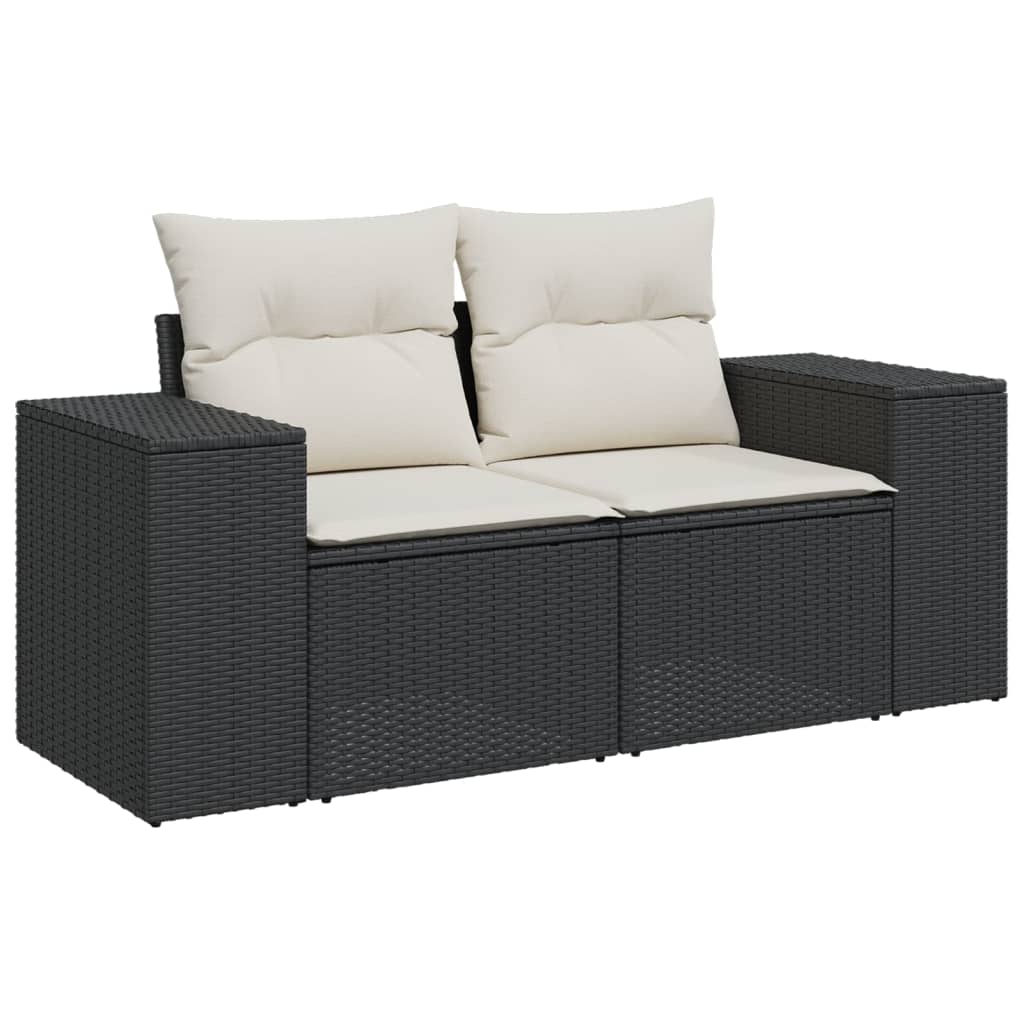 10-tlg. Garten-Sofagarnitur mit Kissen Beige Poly Rattan