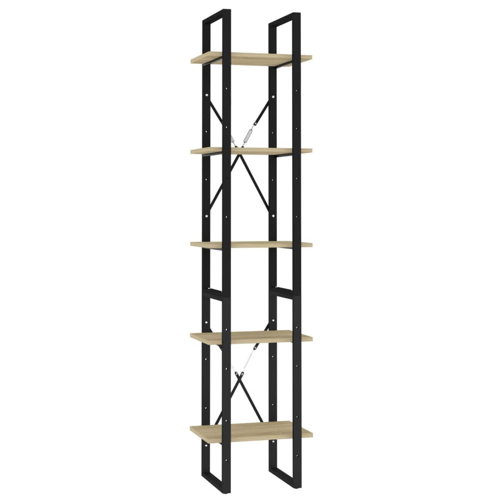 Bücherregal 5 Fächer Weiß 40x30x175 cm Holzwerkstoff