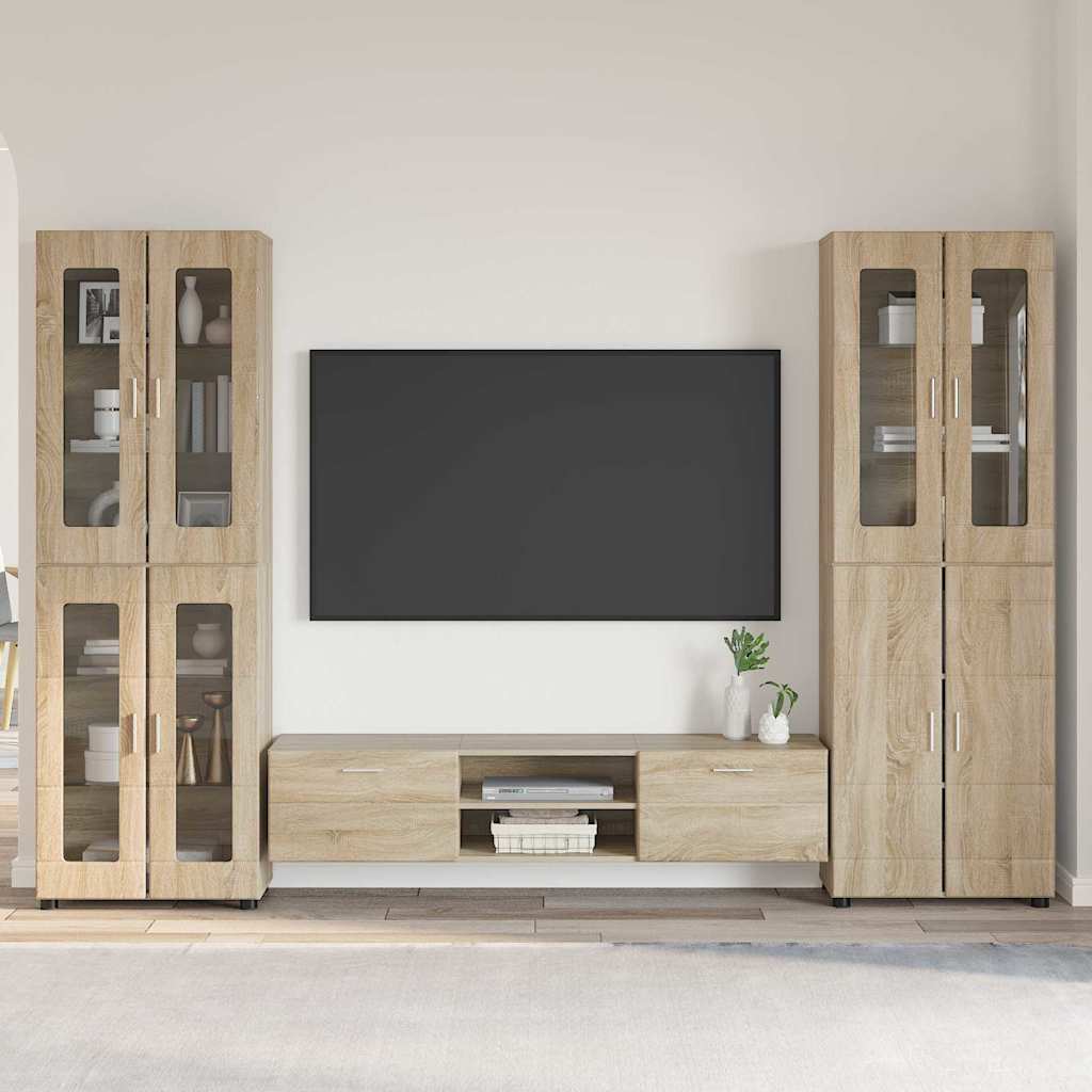 Highboard mit Regal FLORIN Weiß 60 x 35 x 182 cm Holzwerkstoff