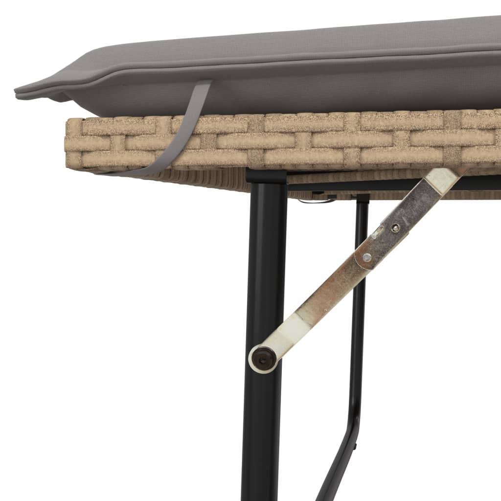 Gartenbank mit Kissen und Hocker Schwarz Poly Rattan