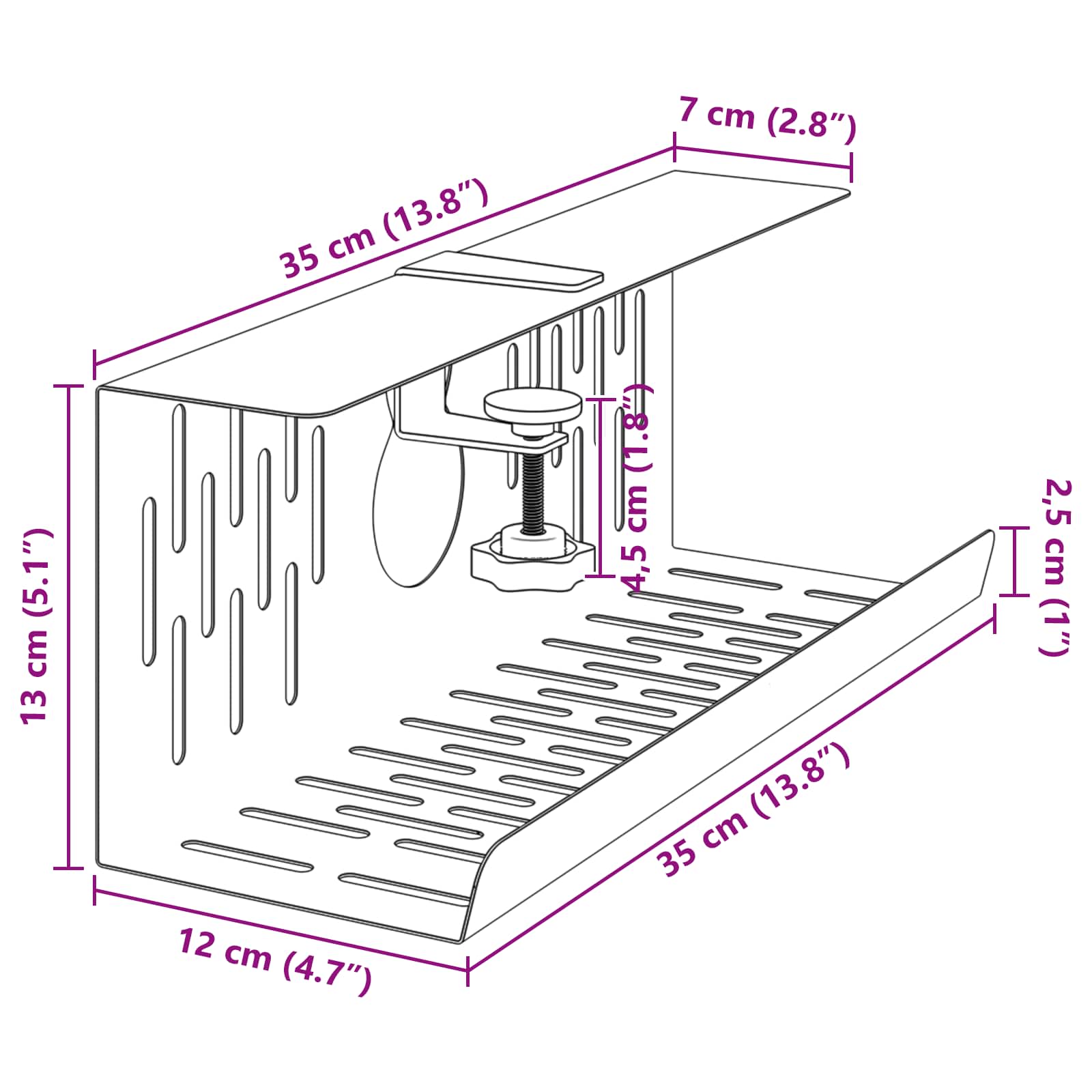 Unter dem Schreibtisch Kabelmanagement Tray 2 Stk. Anthrazit